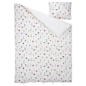 White Floral Dot Duvet Cover with Colorful Accent Prints
